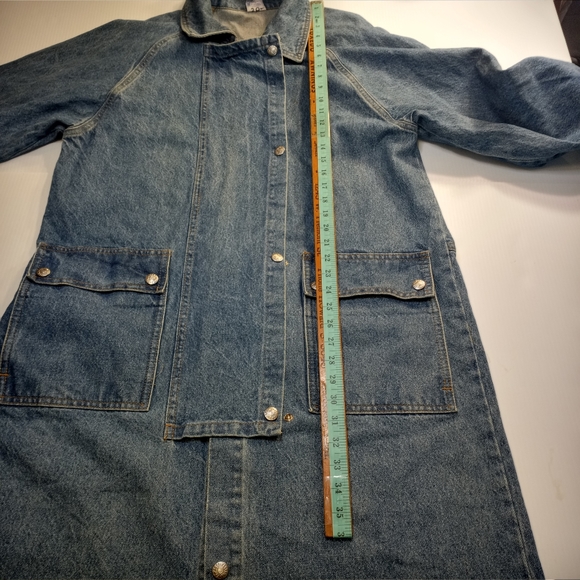 Vintage TYCA Wastland Embossed Denim Trench Jacket Sz Medium Made In USA - Picture 11 of 14